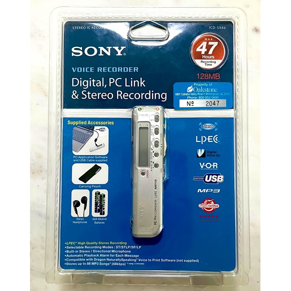 Rare SONY Voice Recorder- digital, PC link & stereo recording, new open box